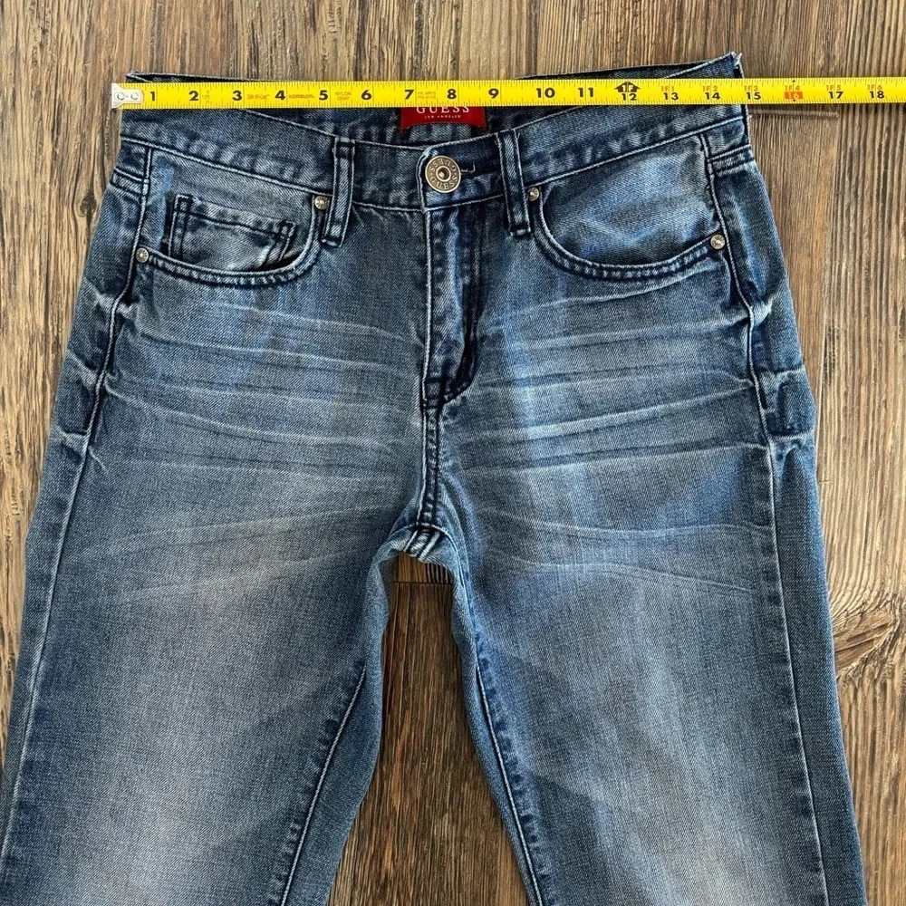 Guess Los Angeles Regular Straight Crescent Fit Blue Denim Jeans Mens 29x30